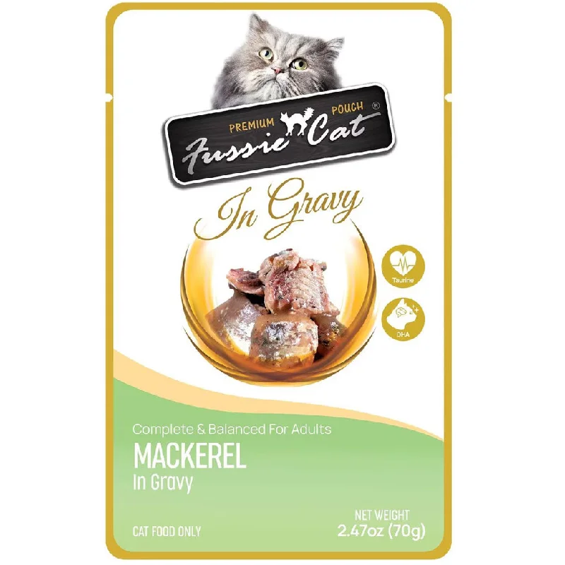    - Cat food for picky eaters  Fussie Cat Premium Mackerel in Gravy Wet Cat Food, 2.47-oz