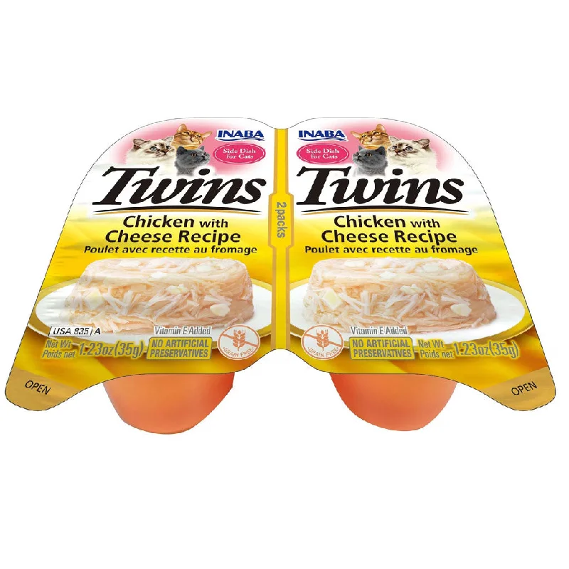 2. **Brand-Related**  Inaba Twins Chicken with Cheese Recipe Grain-Free Cat Food, 1.23-oz