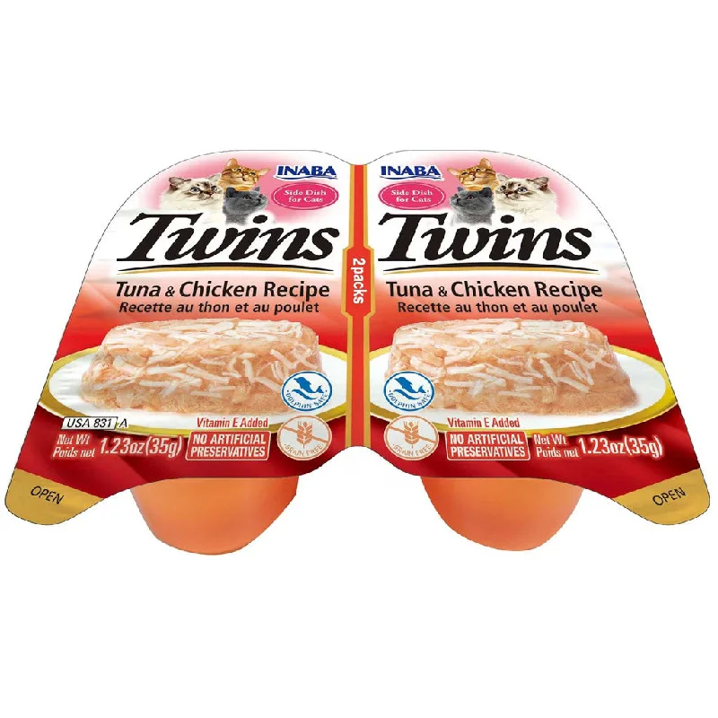 3. **Ingredient-Related**  Inaba Twins Tuna & Chicken Recipe Grain-Free Cat Food, 1.23-oz