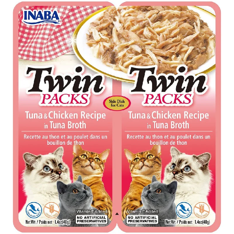    - Chicken flavor cat food  Inaba Twin Packs Tuna & Chicken Recipe in Tuna Broth Grain-Free Cat Food, 1.23-oz