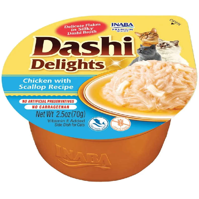    - Hairball control cat food  Inaba Dashi Delights Chicken with Scallop Recipe in Broth Cat Food, 2.5-oz