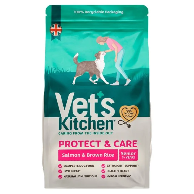  -Fish-containing dog foodVet's Kitchen Protect & Care Senior Dry Dog Food Salmon & Brown Rice   3kg