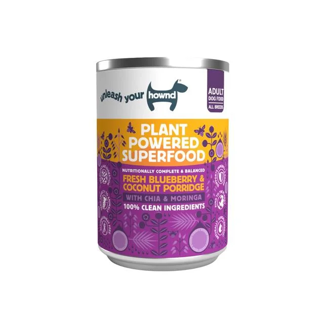 - High protein dog foodHownd Fresh Blueberry & Coconut Porridge with Chia & Oats Wet Dog Food   400g