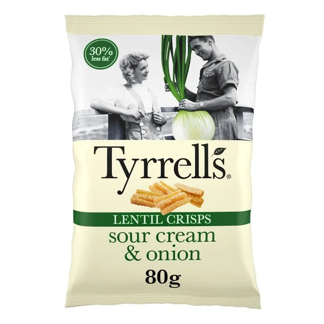 Tyrrells Lentil Sharing Crisps Sour Cream & Onion   80g