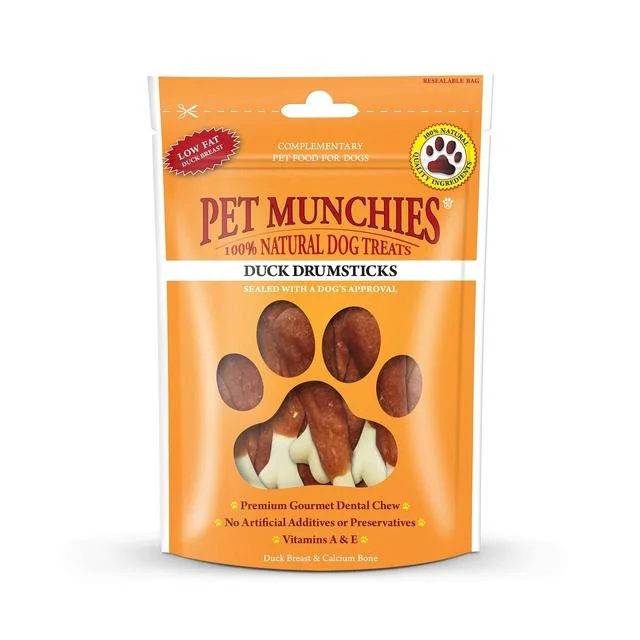 - Special food for senior dogsPet Munchies Natural Duck Drumsticks Dog Treats   100g