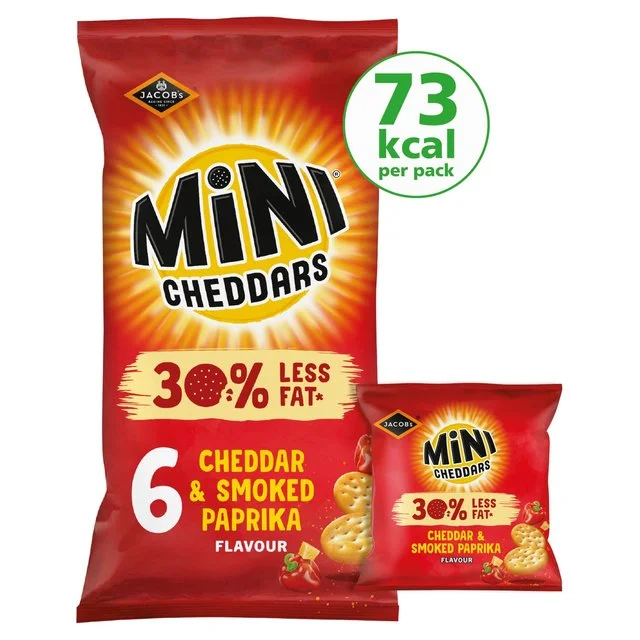 Mini Cheddars 30% Less fat Cheddar & Paprika Multipack   6 per pack