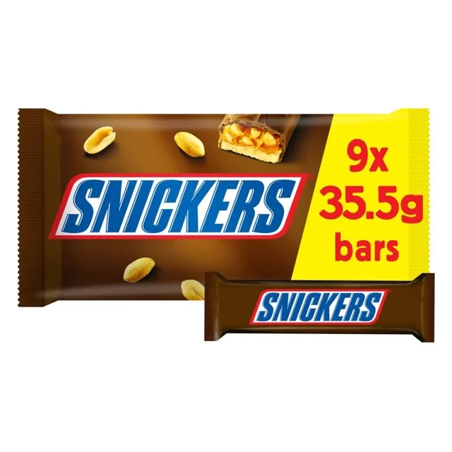 Snickers Caramel Nougat Peanuts & Milk Chocolate Snack Bars Multipack   9 x 35.5g