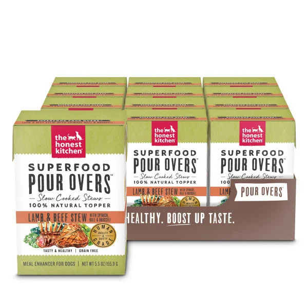 The Honest Kitchen Pour Overs Superfood Lamb & Beef Stew Wet Food Topper For Dogs, 12/5.5oz