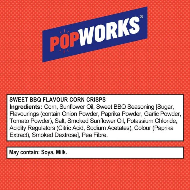 Popworks Sweet BBQ Popped Crisps Sharing Bag   85g