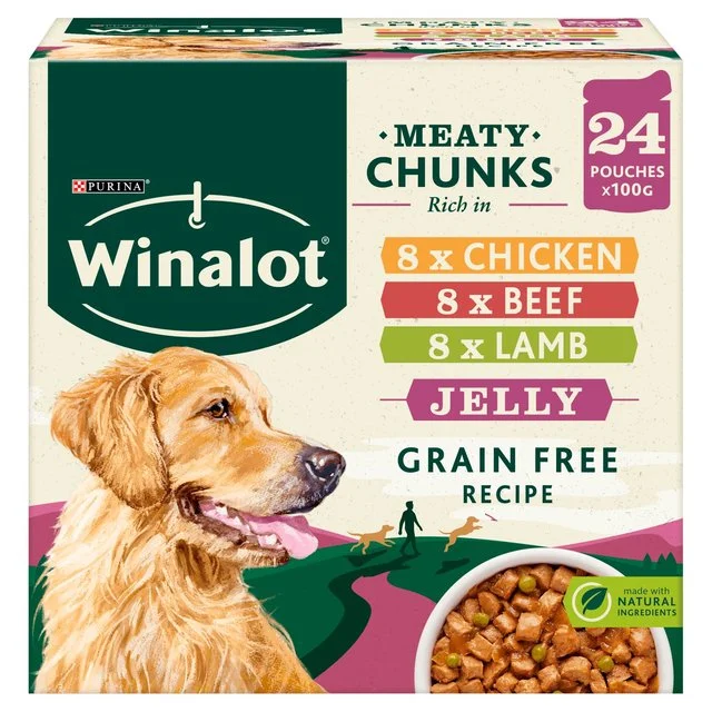 - Special food for senior dogsWinalot Meaty Chunks Mixed in Jelly Wet Dog Food    24 x 100g