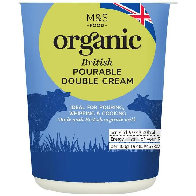 M&S Organic Pourable Double Cream   300ml