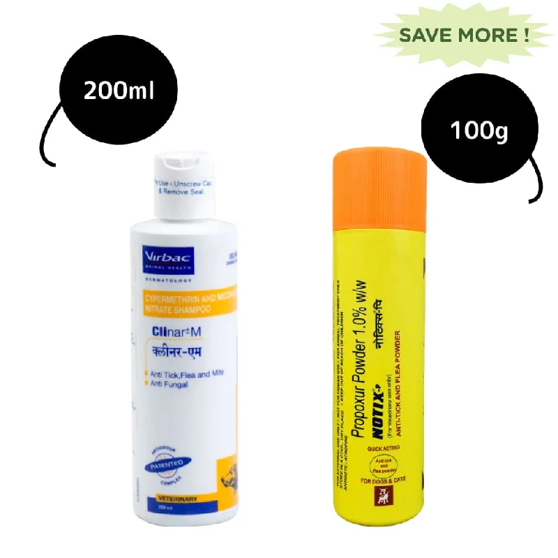 preventing the nails from growing too long and causing discomfort or damage to the pet.Notix Tick & Flea Control Powder and Clinar M Tick & Flea Control Shampoo Combo