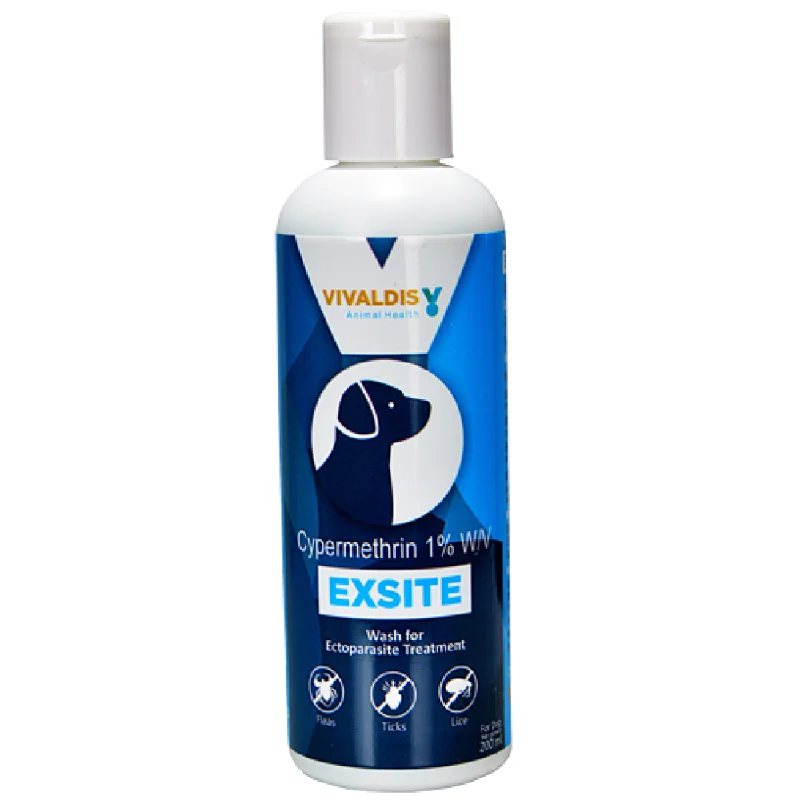 with the functions of decontamination, deodorization, and nourishment.Vivaldis Exsite (Cypermethrin) Anti tick & flea Shampoo for Dogs (200ml)